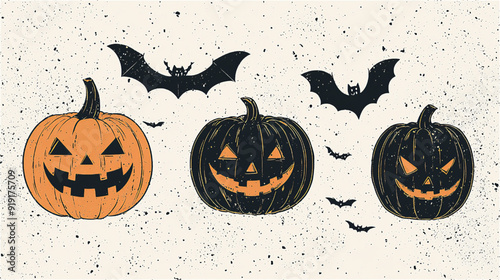 ハロウィンのコミカルなイラスト、ベクター素材