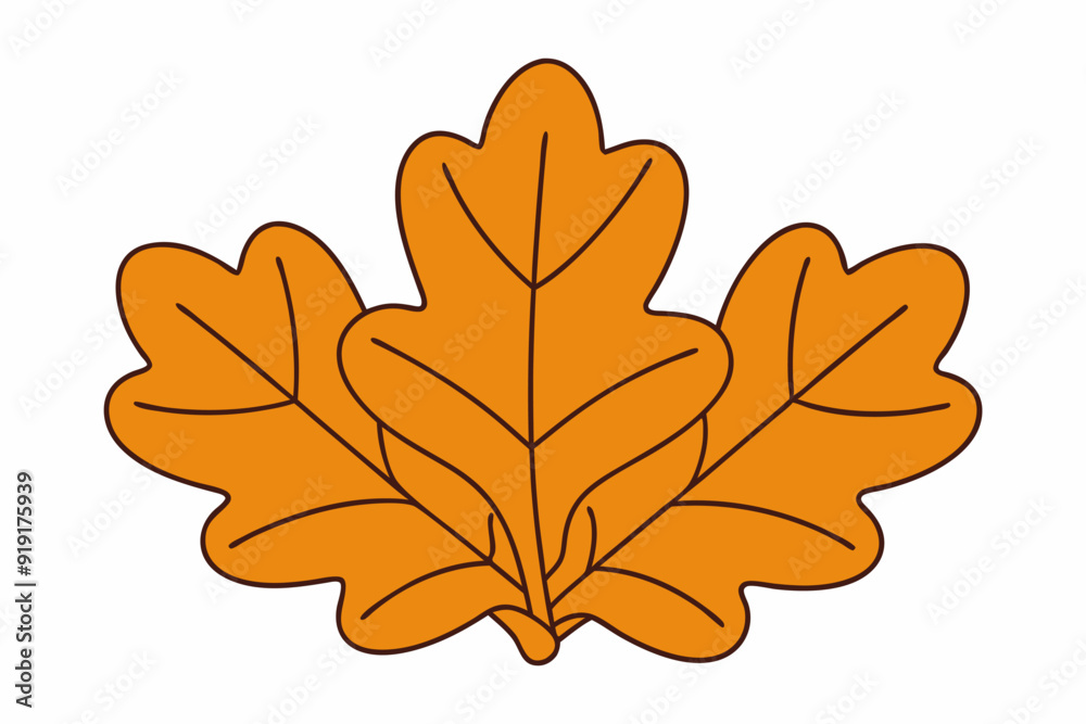 Obraz premium Vector Line Art of Oak Leaves on White Background Detailed Illustration and Clipart Design, Detailed vector line art of oak leaves on white background, perfect for nature themed de