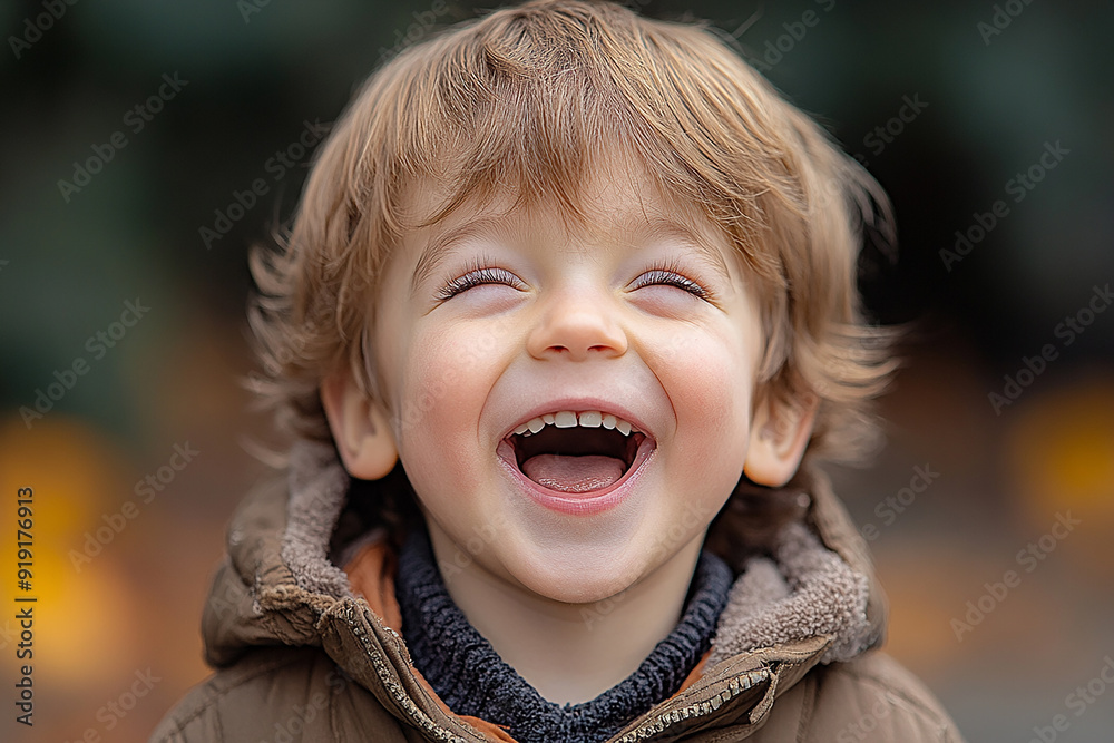 portrait of an emotional little boy with a smile in nature portrait of an emotional little boy with a smile in nature