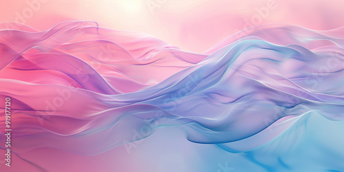 Elegant Pink and Blue Satin Fabric Flowing in Graceful Waves, Abstract Background for Design and Creativity.