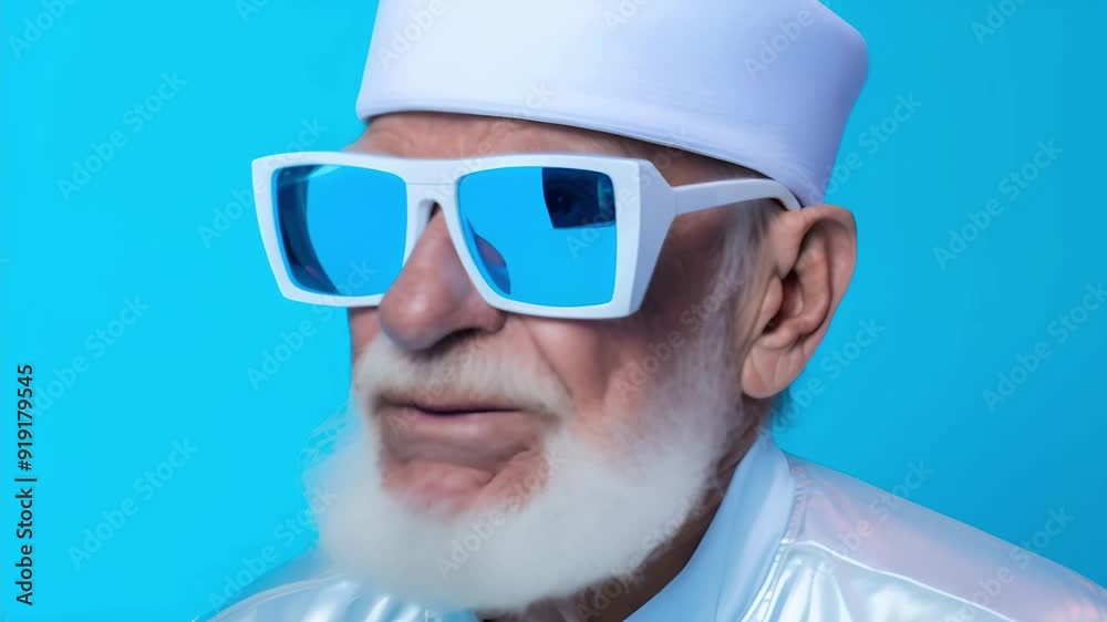 A stylish, trendy grandfather in blue glasses exudes confidence and charm, blending modern fashion with timeless wisdom A stylish, trendy grandfather in blue glasses exudes confidence and charm, blending modern fashion with timeless wisdom