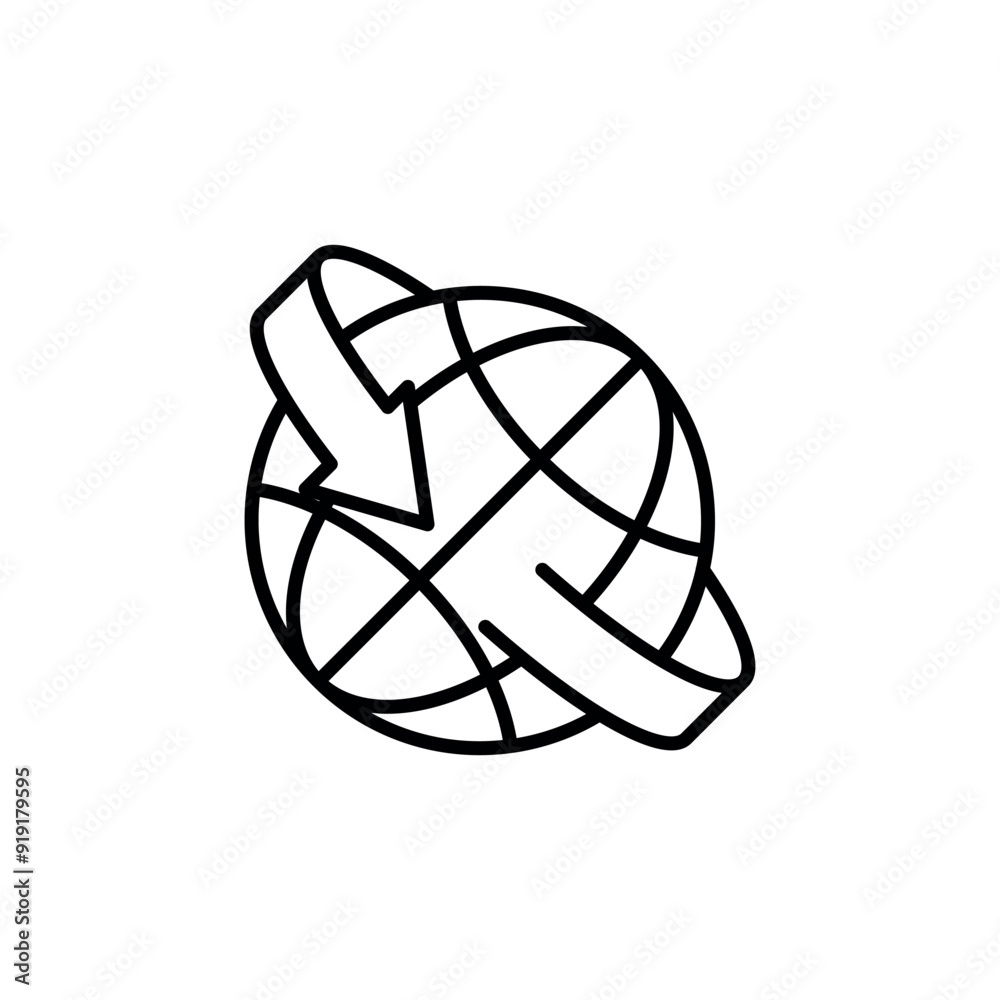 Global arrow icon. Simple vector illustration depicting a globe with an arrow circling around it, symbolizing global movement. Perfect for use in web design, apps, presentations. Vector illustration Global arrow icon. Simple vector illustration depicting a globe with an arrow circling around it, symbolizing global movement. Perfect for use in web design, apps, presentations. Vector illustration