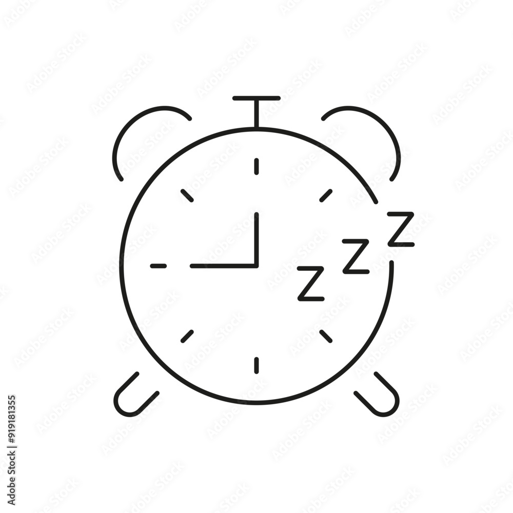 Classic Alarm Clock Line Icon, Sleep Timing Concept. Regular Sleep Schedules, Health, and Wellness. Isolated Vector Illustration Classic Alarm Clock Line Icon, Sleep Timing Concept. Regular Sleep Schedules, Health, and Wellness. Isolated Vector Illustration