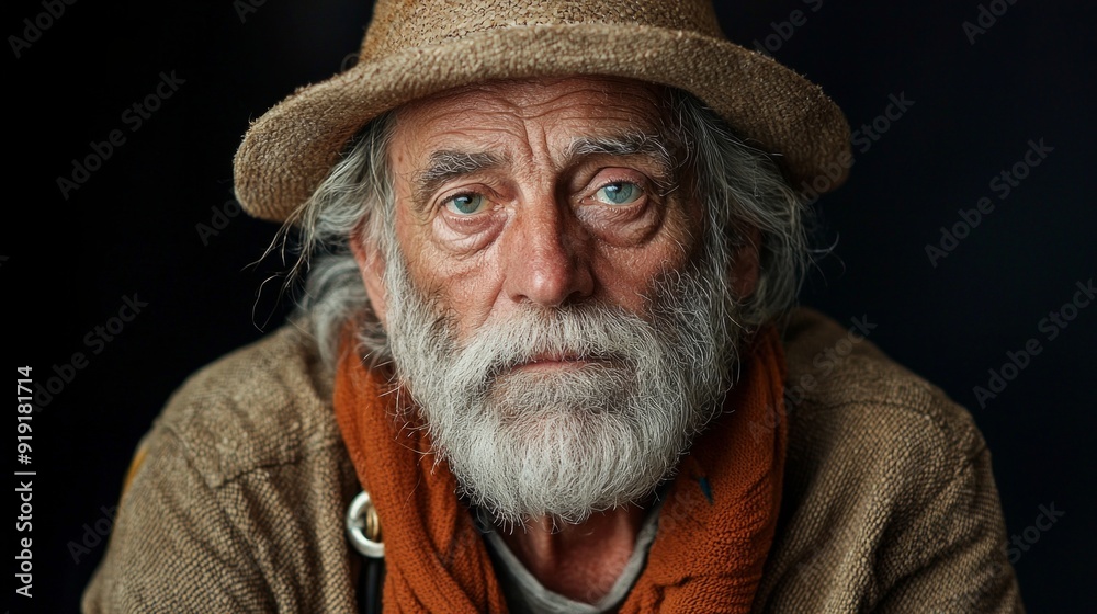 portrait of a sixty year old ugly hippie dressed casually in white linen portrait of a sixty year old ugly hippie dressed casually in white linen