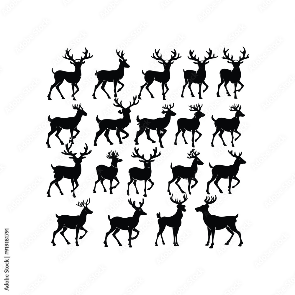 Fototapeta premium vector hand-drawn deer silhouette set on a white background