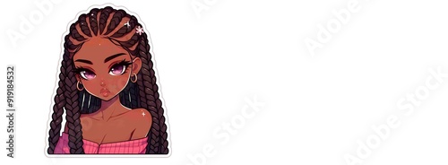 Cute black girl manga style anime  photo