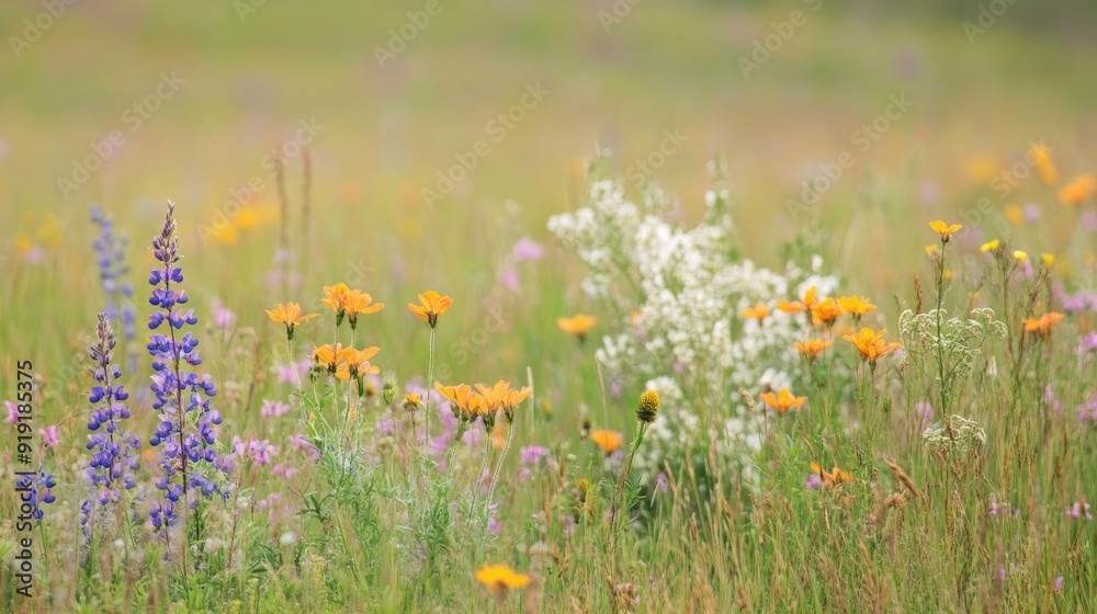 Tall grass prairie with native plants and wildflowers, representing natural landscapes Tall grass prairie with native plants and wildflowers, representing natural landscapes