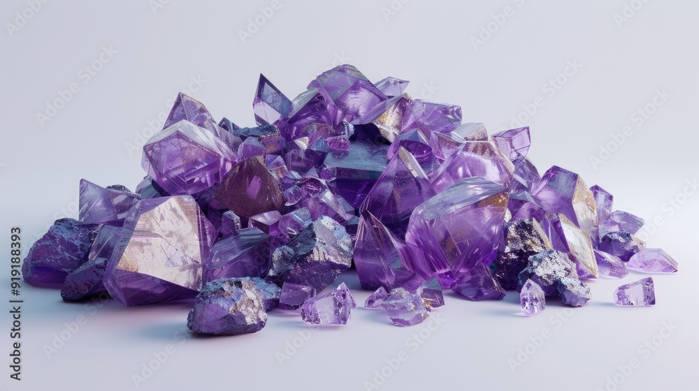 Amethyst Gem Crystal Pile on White – Background for Jewelry Design Amethyst Gem Crystal Pile on White – Background for Jewelry Design