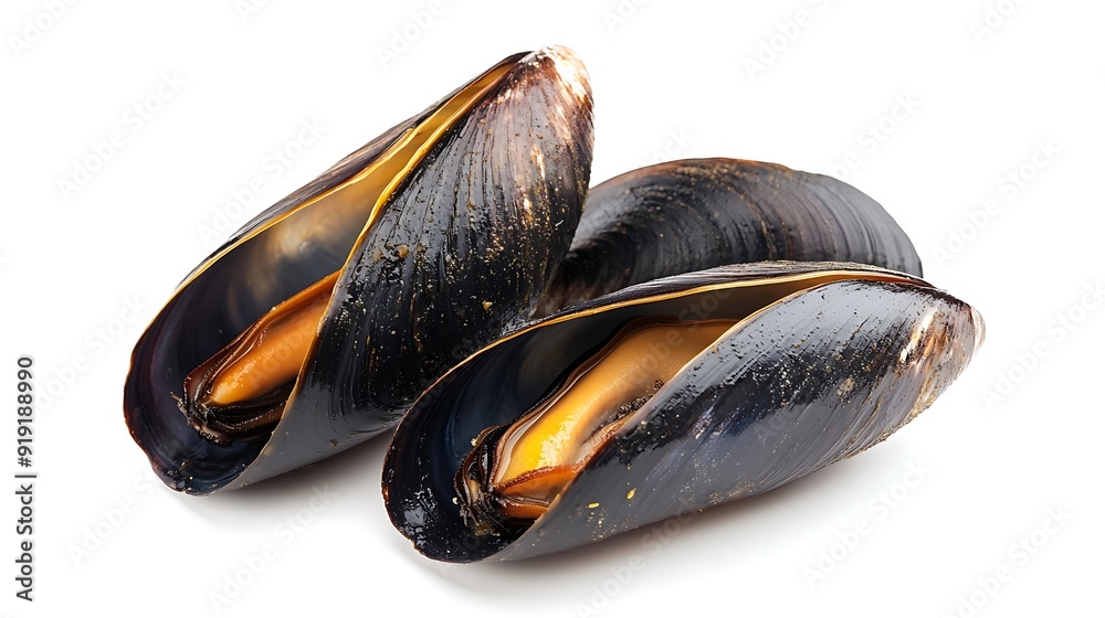 Fresh Mussels on White Background Fresh Mussels on White Background