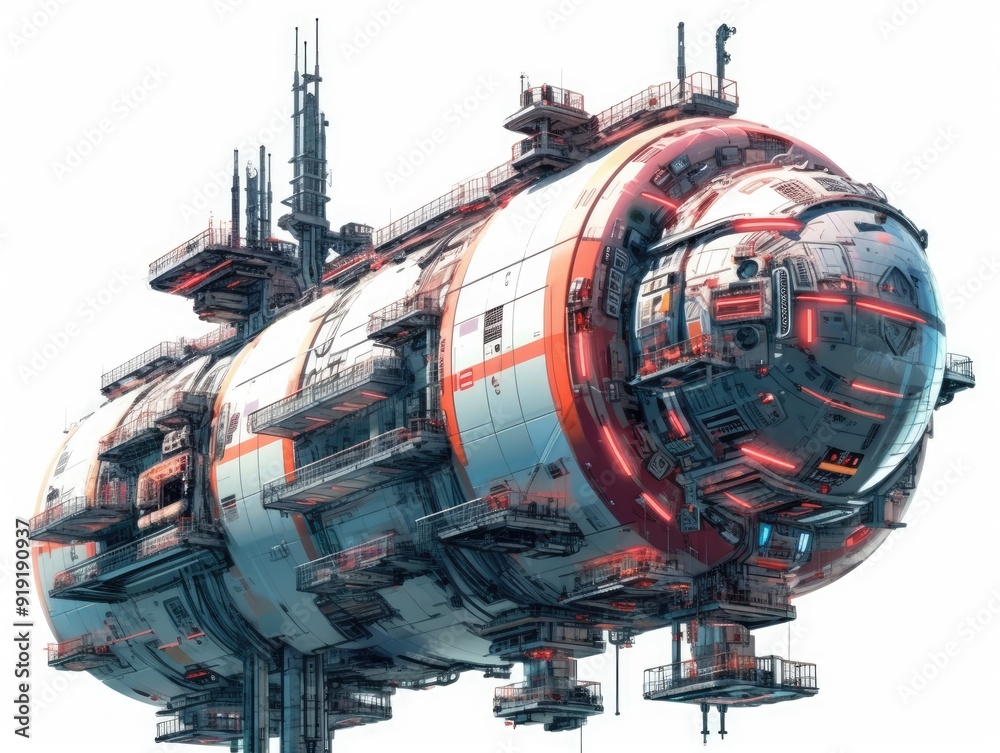Fantasy Space Station isolated on white background Fantasy Space Station isolated on white background