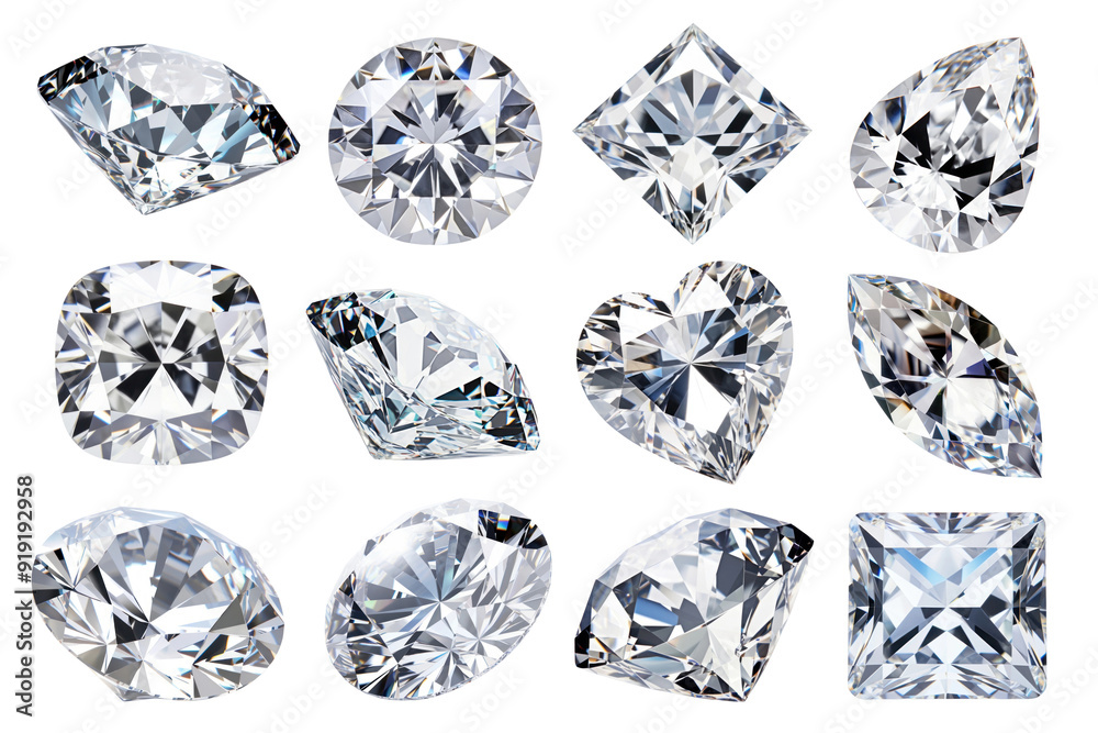 PNG jewelry diamond element set, transparent background PNG jewelry diamond element set, transparent background
