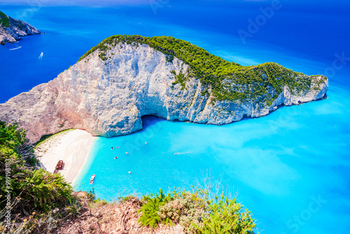 Obraz na płótnie Zakynthos, Greece. Famous Navagio Beach, Greek Islands. w salonie