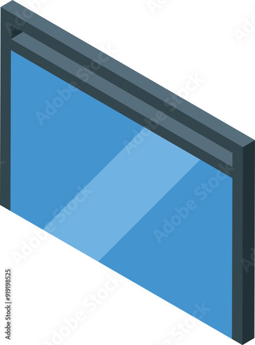 Modern window frame allowing natural light into room isometric view
