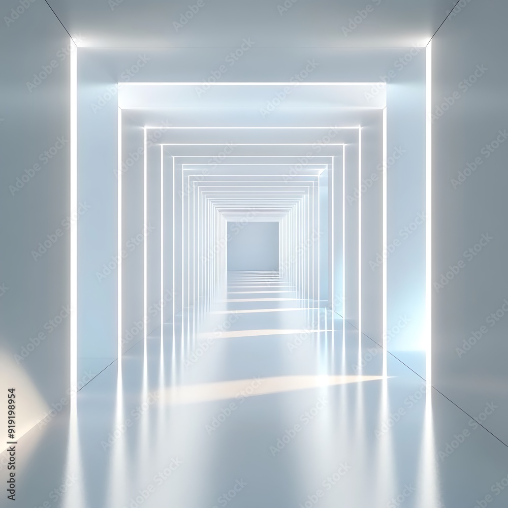 White Corridor with Bright Lights White Corridor with Bright Lights
