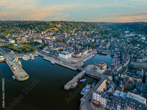 Aerial View Over Honfleur, Calvados, Normandy, France 