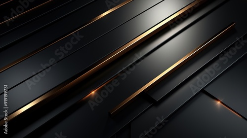 Abstract black and gold geometric background with diagonal lines.