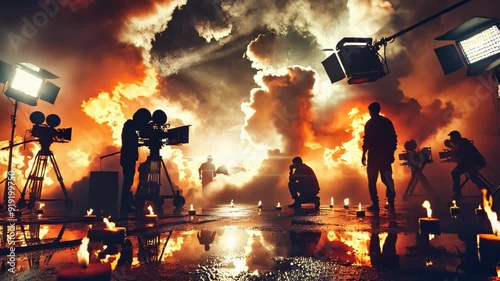 Film Set with Dramatic Lighting