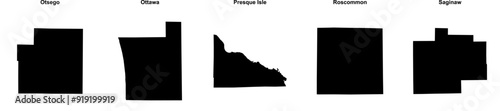 Otsego, Ottawa, Presque Isle, Roscommon, Saginaw outline maps