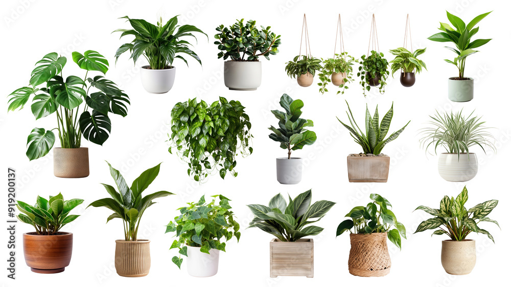 PNG potted houseplant set, transparent background PNG potted houseplant set, transparent background