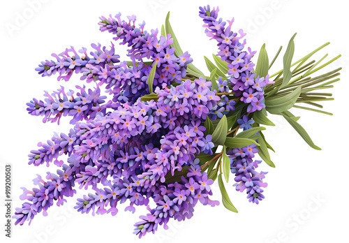 bunch of lavender flowersisolated on white background