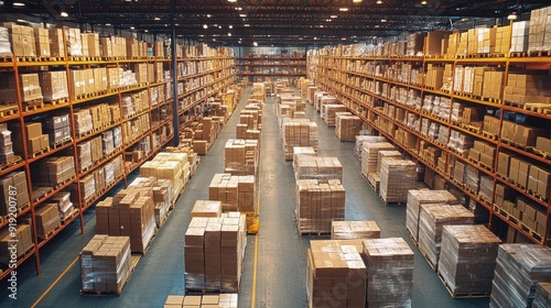 Warehouse Full of Cardboard Boxes