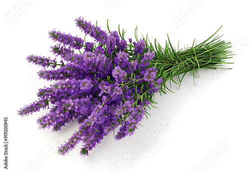 bunch of lavender flowersisolated on white background photo