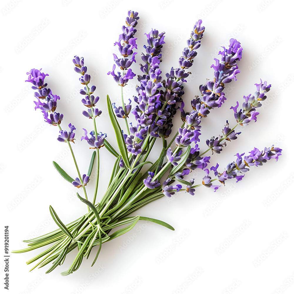 Fototapeta premium bunch of lavender flowersisolated on white background