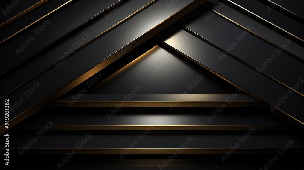 Obraz premium Abstract black and gold geometric background with empty space for text.