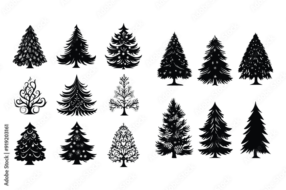 Fototapeta premium Christmas tree vector silhouette 