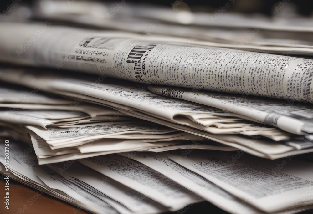 Stack pile of newspapers with blurred background Stack pile of newspapers with blurred background