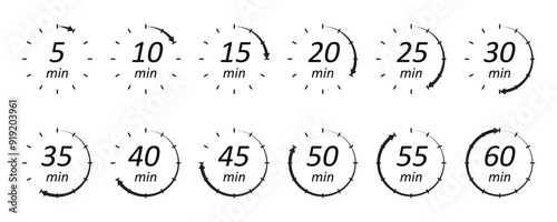 Set of chronometer counters with pointing arrows