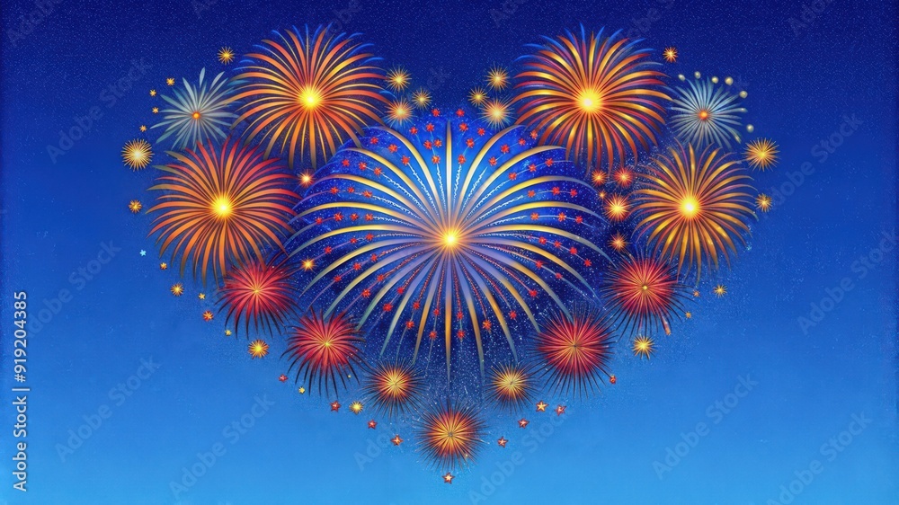 Fototapeta premium Fireworks Display in the Shape of a Heart