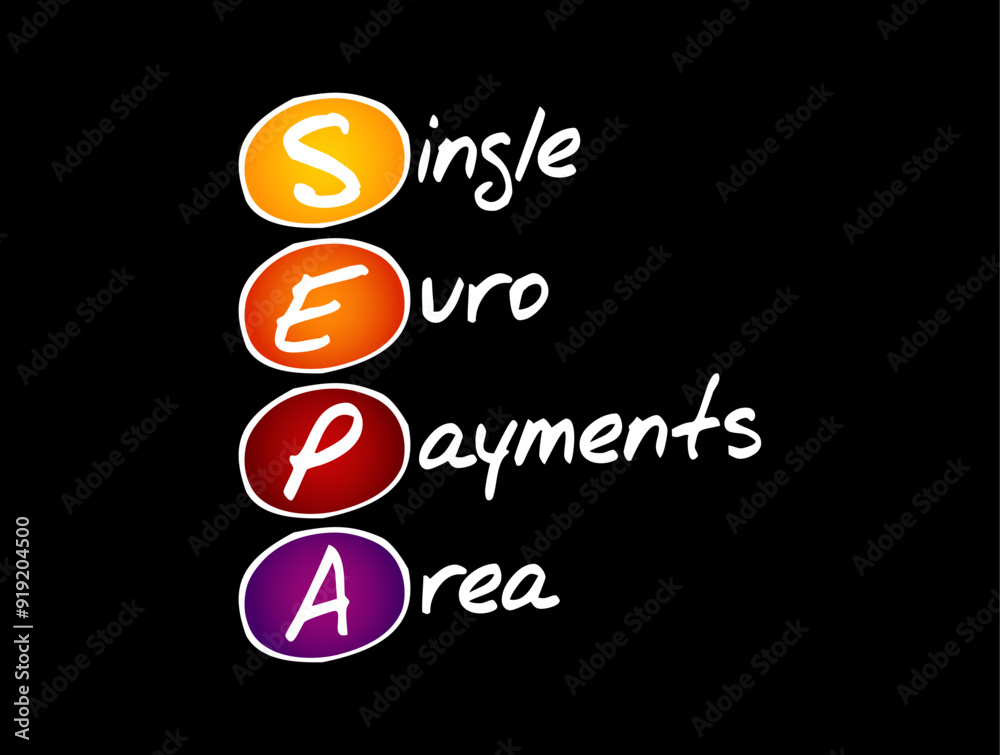 SEPA - Single Euro Payments Area acronym, business concept background SEPA - Single Euro Payments Area acronym, business concept background