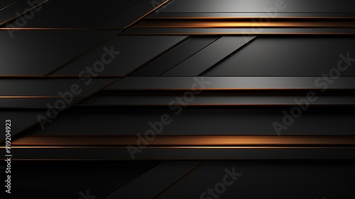 Abstract black and gold geometric background with stripes.