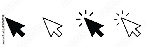 Click icon set  arrow cursor mouse pointer clicking vector sign symbol collection