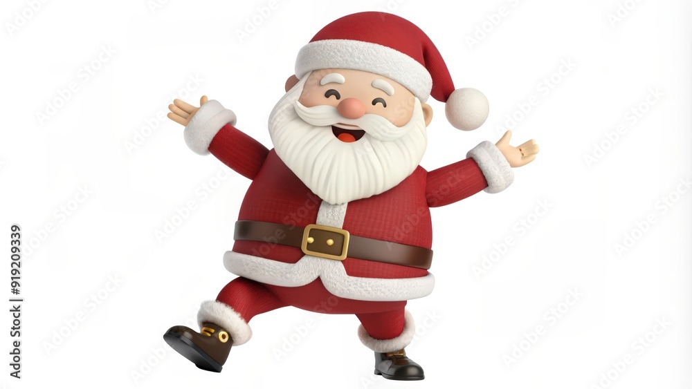 Obraz premium Cheerful 3D Cartoon Santa Claus in a Festive Pose