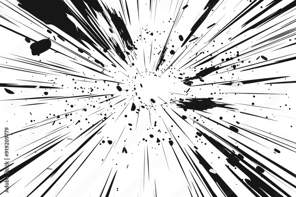 Obraz premium A vibrant splash of black and white paint on a white background