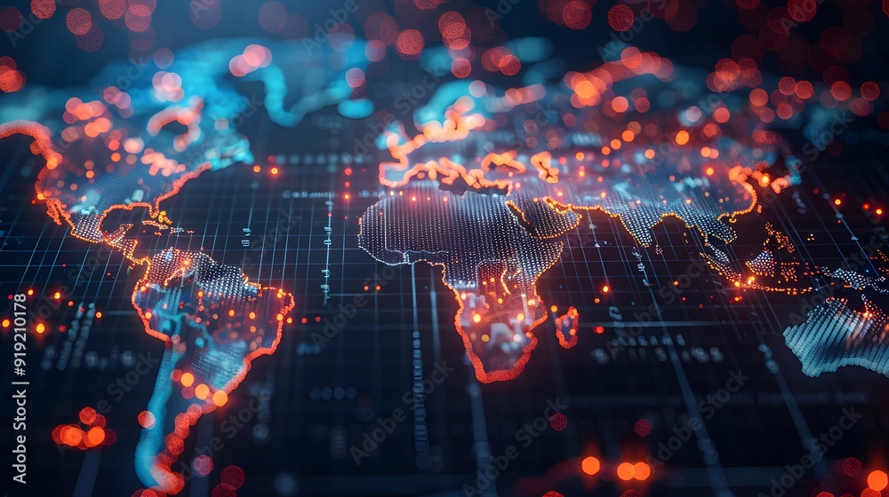 Obraz premium Global e-commerce analytics showing sales distribution, close-up of heatmaps and regional sales data