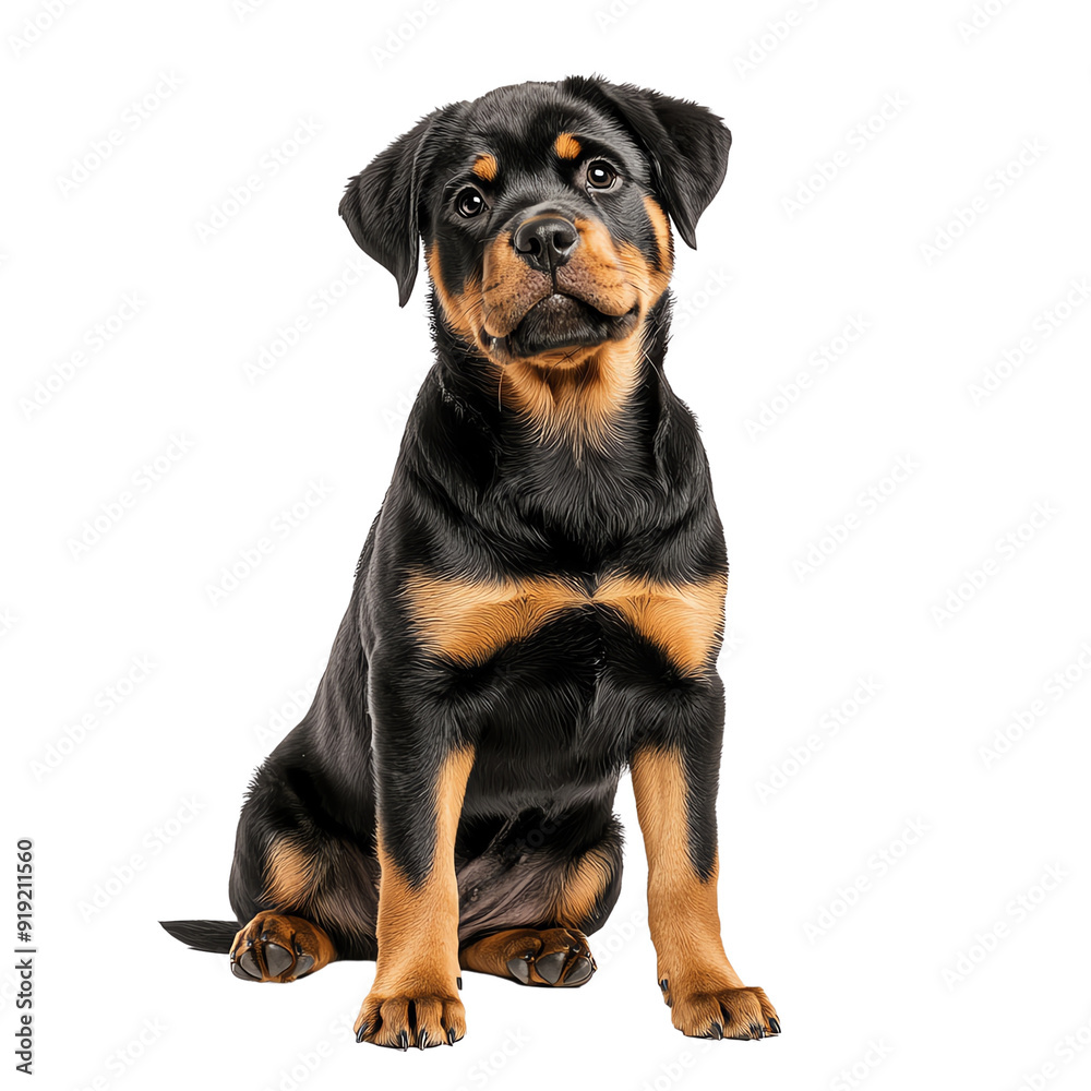 Adorable Rottweiler puppy sitting gracefully, showcasing its playful and friendly personality in a vibrant setting. Adorable Rottweiler puppy sitting gracefully, showcasing its playful and friendly personality in a vibrant setting.