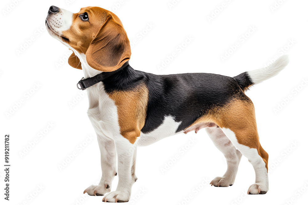 A curious beagle dog looking upwards, showcasing its playful nature and distinctive coat. Perfect for pet lovers and animal themes. A curious beagle dog looking upwards, showcasing its playful nature and distinctive coat. Perfect for pet lovers and animal themes.