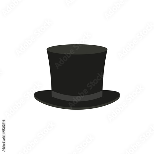 Top hat icon. Cylinder hat. Vector illustration and drawing on a white background.