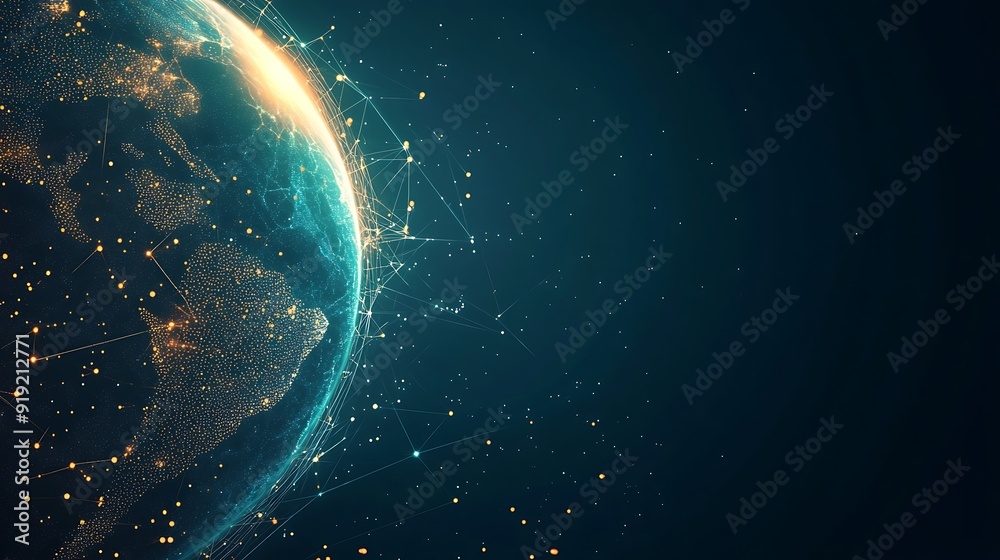 Fototapeta premium Global Network Connectivity: A Digital Earth