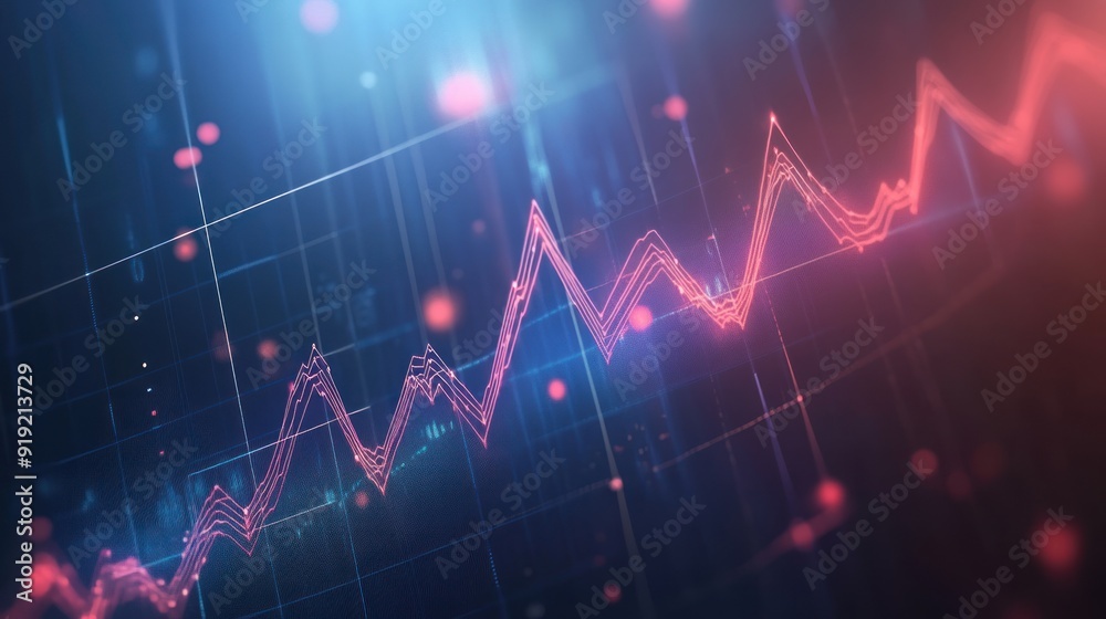 Abstract financial chart with line graph on blue dark soft background,contemporary art style for business and finance. Abstract financial chart with line graph on blue dark soft background,contemporary art style for business and finance.