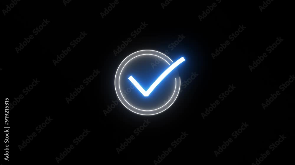 neon Check mark symbol. Neon completed check mark icon. neon Check mark symbol. Neon completed check mark icon.