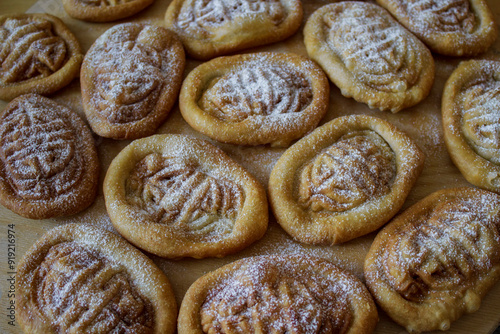 Canvas Print Mongolian National Bakery Boov with Ornament Close-up