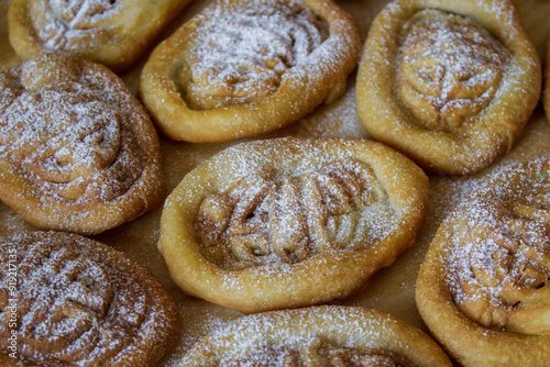 Photography Mongolian National Bakery Boov with Ornament Close-up