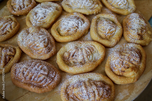 Canvas Print Mongolian National Bakery Boov with Ornament Close-up