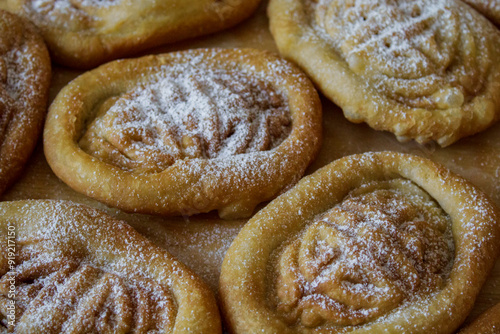 Photography Mongolian National Bakery Boov with Ornament Close-up