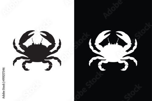 Crab silhouette icon Isolated crab on black background. Crab silhouette vector illustration.