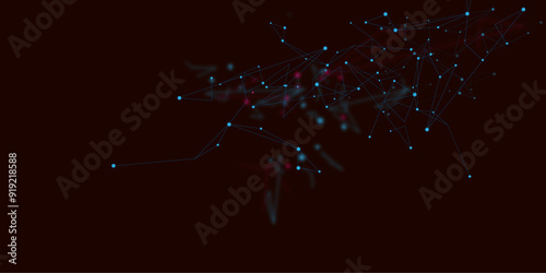 Vector Technology background. Abstract digital connection dots and lines. Dark background Connection structure. 3d